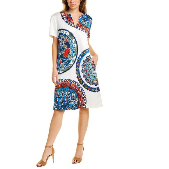 escada swiss lace dress $1.2K ESCADA silk blend lace dress black white sz 38 8 M