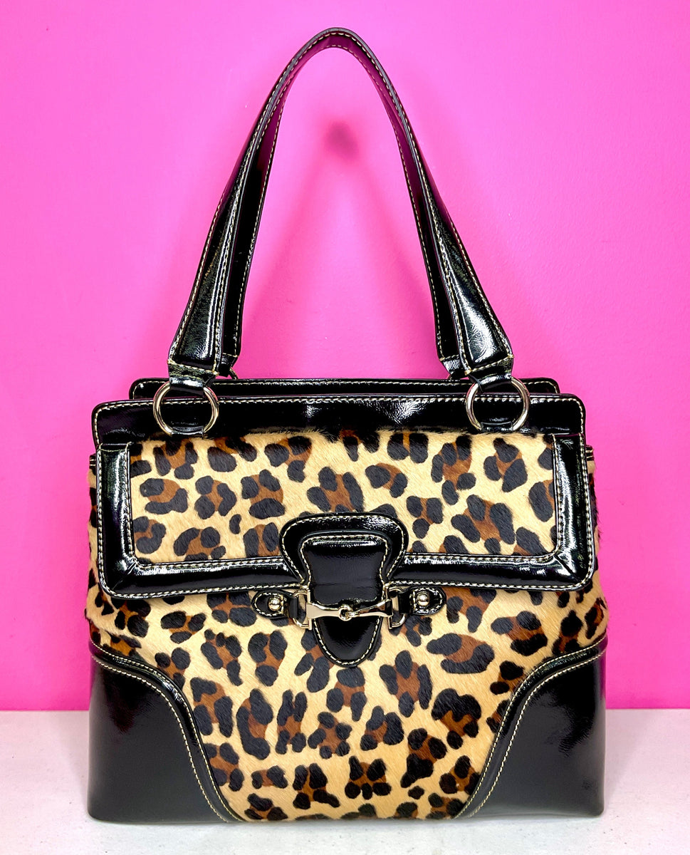 Leopard calf hair on sale purse