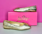 LILLY PULITZER PATINA GOLD BALLET FLATS - 9