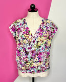 CABI EDEN FLORAL FAUX WRAP TOP - M