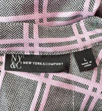 NY&CO HERRINGBONE PLAID PUFF SLEEVE DRESS - L
