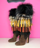 DALIA JIMMY CHOO FRINGE FOX BOOTS - 39/9