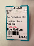 CABI EDEN FLORAL FAUX WRAP TOP - M