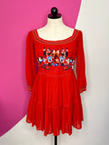 FREE PEOPLE SUNBEAMS EMBROIDERED MINI DRESS - M