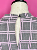 NY&CO HERRINGBONE PLAID PUFF SLEEVE DRESS - L
