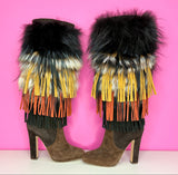 DALIA JIMMY CHOO FRINGE FOX BOOTS - 39/9