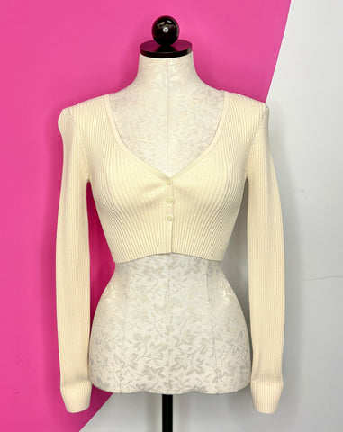 NEW A.L.C RIB KNIT CROP CARDIGAN - XS