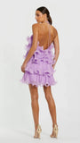 NEW MAC DUGGAL RUFFLE CHIFFON HALTER MINI DRESS - 6