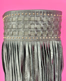 IVY KIRZHNER LEATHER FRINGE WEDGE BOOTS - 9