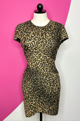 RONNY KOBO KAITLYN LEOPARD MINI DRESS - S