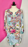 NEW SOFT SURROUNDING BLUE FLORENT TUNIC - S