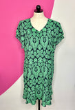 CABI PALMETTE GREEN FLOUNCE DRESS - XL
