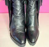IVY KIRZHNER LEATHER FRINGE WEDGE BOOTS - 9