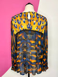 ANTHRO BLNK LEOPARD PEASANT BLOUSE - M
