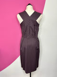 BOTTEGA VENETA AUBERGINE PINSTRIPE DRESS - 44/M