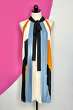 GRACIA COLORBLOCK PLEATED SHIFT DRESS - 1XL