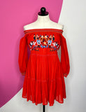 FREE PEOPLE SUNBEAMS EMBROIDERED MINI DRESS - M