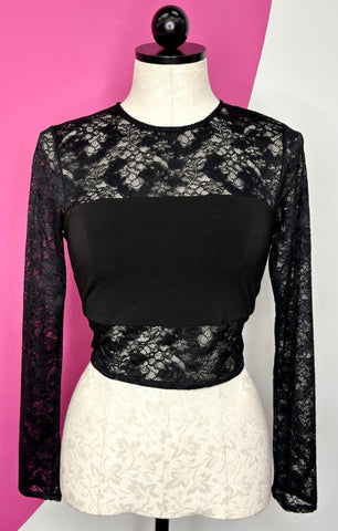 NEW ALICE + OLIVIA LACE NIKKI CROPPED TOP - 2