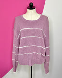 CABI HEARTBEAT PULLOVER STRIPE SWEATER - L
