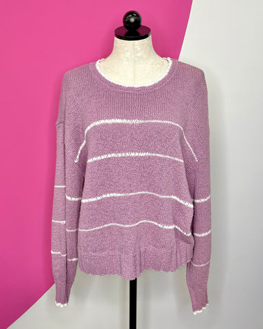 CABI HEARTBEAT PULLOVER STRIPE SWEATER - L