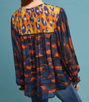 ANTHRO BLNK LEOPARD PEASANT BLOUSE - M