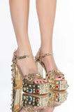 AZALEA WANG AKIRA LOLA JEWELED PLATFORM - 7.5