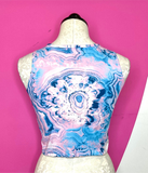 SWIRL MARBLE LOGO WORKOUT CROP TANK - M