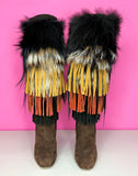 DALIA JIMMY CHOO FRINGE FOX BOOTS - 39/9
