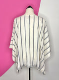 BRUNELLO CUCINELLI 100% SILK STRIPE TOP - L