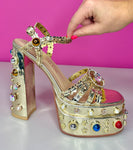 AZALEA WANG AKIRA LOLA JEWELED PLATFORM - 7.5