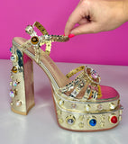 AZALEA WANG AKIRA LOLA JEWELED PLATFORM - 7.5