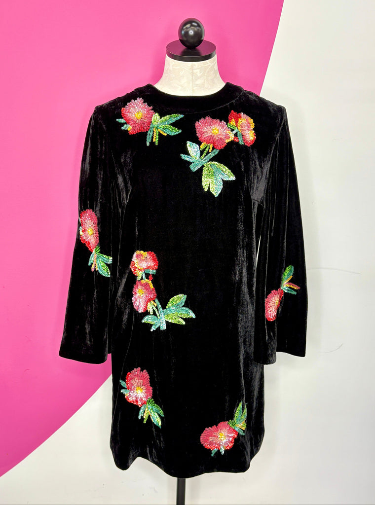 ALEXA CHUNG SEQUIN EMBELLISHED VELVET DRESS