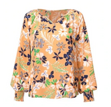 CABI ISLAND TROPICAL SMOCKED BLOUSE - S