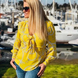 CABI REEF KNOT YELLOW ROPES BLOUSE - M