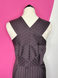 BOTTEGA VENETA AUBERGINE PINSTRIPE DRESS - 44/M