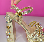 AZALEA WANG AKIRA LOLA JEWELED PLATFORM - 7.5