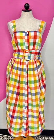 CHRISTOPER JOHN ROGERS PICNIC PLAID DRESS- 10
