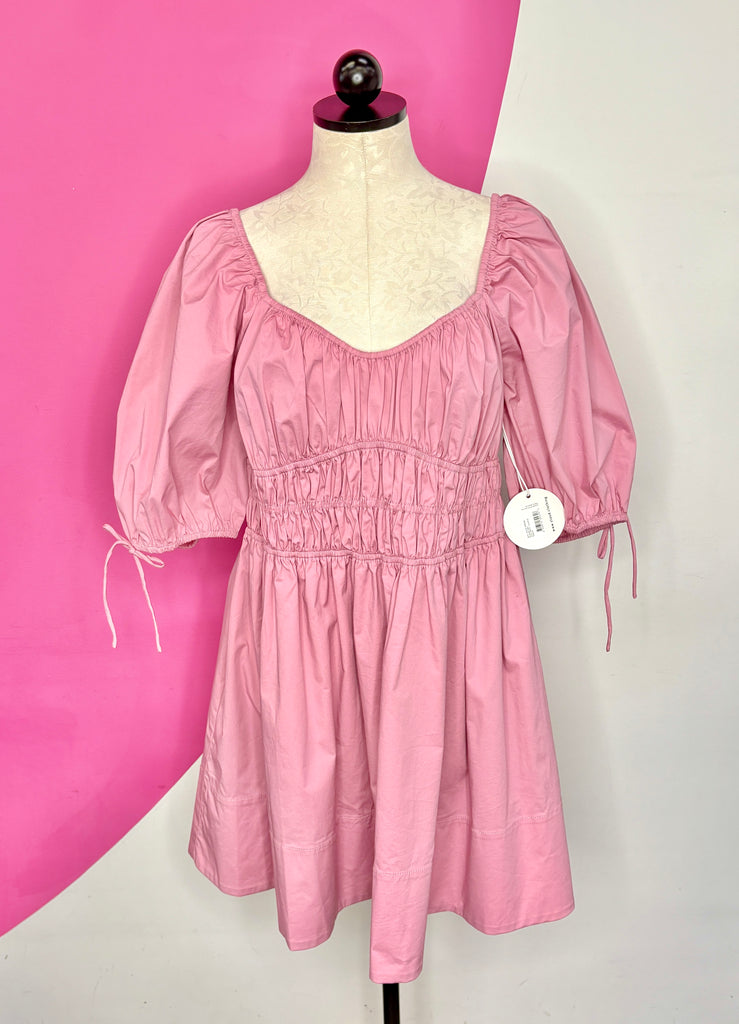 staud pink mini dress Landscape bustier cotton-blend minidress in pink - Staud