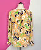 CABI ISLAND TROPICAL SMOCKED BLOUSE - S