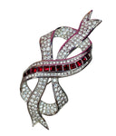 VINTAGE SWAROVSKI RUBY RIBBON BOW BROOCH