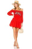 FREE PEOPLE SUNBEAMS EMBROIDERED MINI DRESS - M
