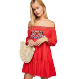 FREE PEOPLE SUNBEAMS EMBROIDERED MINI DRESS - M
