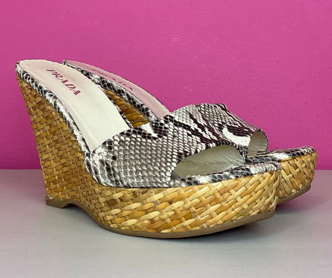 LUXURY PYTHON WOVEN WEDGES - 6.5/7