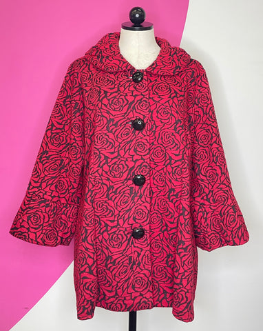 ALI MILES RED ROSES BUTTON JACKET - XL