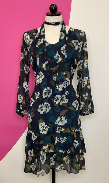 CABI PIROUETTE CHIFFON FLOUNCE DRESS