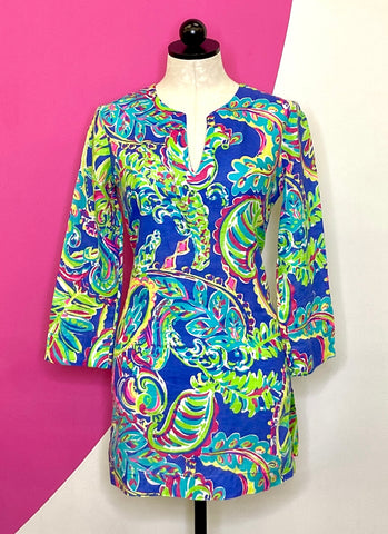 LILLY PULITZER MARCO TOUCAN LINEN TUNIC - XS