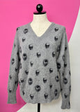 SKULL CASHMERE RILEY V-NECK SWEATER - M