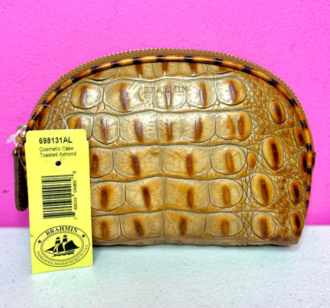 BRAHMIN NEW TOASTED ALMOND COSMETIC CASE