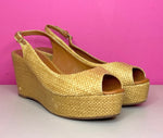 TORY BURCH ROSALIND WOVEN SLINGBACK WEDGE - 8.5