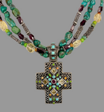 WESTERN STERLING SILVER BEADED CROSS NECKLACE